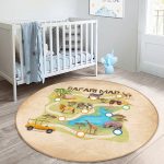 - RealHomes Dijital Baskılı Kaymaz Tabanlı Comfort Çocuk Odası Yuvarlak Halı - Realhomes  Safari Haritası Hayvanlar Tasarımlı Çocuk & Genç Odası Makinede Yıkanabilir Kaymaz Tabanlı Yuvarlak Çocuk Oyun Halısı Realhomes