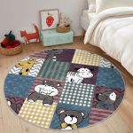 - RealHomes Dijital Baskılı Kaymaz Tabanlı Comfort Çocuk Odası Yuvarlak Halı - Realhomes  Ekose Temalı Sevimli Ayıcık Çocuk & Genç Odası Makinede Yıkanabilir Kaymaz Tabanlı Yuvarlak Çocuk Halısı Realhomes