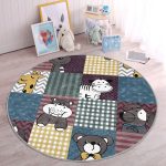 - RealHomes Dijital Baskılı Kaymaz Tabanlı Comfort Çocuk Odası Yuvarlak Halı - Realhomes  Ekose Temalı Sevimli Ayıcık Çocuk & Genç Odası Makinede Yıkanabilir Kaymaz Tabanlı Yuvarlak Çocuk Halısı Realhomes