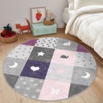 - RealHomes Dijital Baskılı Kaymaz Tabanlı Comfort Çocuk Odası Yuvarlak Halı - Realhomes  Renkli Kareler Geometrik Motifli Çocuk & Genç Odası Makinede Yıkanabilir Kaymaz Tabanlı Yuvarlak Çocuk Halısı Realhomes