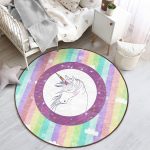 - RealHomes Dijital Baskılı Kaymaz Tabanlı Comfort Çocuk Odası Yuvarlak Halı - Realhomes  Renkli Çizgili Unicorn Temalı Çocuk & Genç Odası Makinede Yıkanabilir Kaymaz Tabanlı Yuvarlak Çocuk Halısı Realhomes