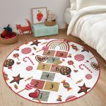 - RealHomes Dijital Baskılı Kaymaz Tabanlı Comfort Çocuk Odası Yuvarlak Halı - Realhomes  Seksekli Çikolatalı Motifli Çocuk & Genç Odası Makinede Yıkanabilir Kaymaz Tabanlı Yuvarlak Çocuk Oyun Halısı Realhomes