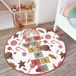 - RealHomes Dijital Baskılı Kaymaz Tabanlı Comfort Çocuk Odası Yuvarlak Halı - Realhomes  Seksekli Çikolatalı Motifli Çocuk & Genç Odası Makinede Yıkanabilir Kaymaz Tabanlı Yuvarlak Çocuk Oyun Halısı Realhomes