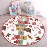 - RealHomes Dijital Baskılı Kaymaz Tabanlı Comfort Çocuk Odası Yuvarlak Halı - Realhomes  Seksekli Çikolatalı Motifli Çocuk & Genç Odası Makinede Yıkanabilir Kaymaz Tabanlı Yuvarlak Çocuk Oyun Halısı Realhomes