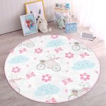 - RealHomes Dijital Baskılı Kaymaz Tabanlı Comfort Çocuk Odası Yuvarlak Halı - Realhomes  Bisikletli Kedicik Motifli Çocuk & Genç Odası Makinede Yıkanabilir Kaymaz Tabanlı Yuvarlak Çocuk Halısı Realhomes