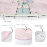 - RealHomes Dijital Baskılı Kaymaz Tabanlı Comfort Çocuk Odası Yuvarlak Halı - Realhomes  Sevimli Tavşan Pembe Temalı Seksek Tasarım Çocuk & Genç Odası Makinede Yıkanabilir Kaymaz Tabanlı Yuvarlak Çocuk Oyun Halısı Realhomes