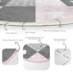 - RealHomes Dijital Baskılı Kaymaz Tabanlı Comfort Çocuk Odası Yuvarlak Halı - Realhomes  Renkli Kareler Geometrik Tasarımlı Çocuk & Genç Odası Makinede Yıkanabilir Kaymaz Tabanlı Yuvarlak Çocuk Halısı Realhomes