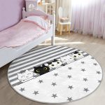 - RealHomes Dijital Baskılı Kaymaz Tabanlı Comfort Çocuk Odası Yuvarlak Halı - Realhomes  Gri Çizgili Yıldızlı Sevimli Kediler Çocuk & Genç Odası Makinede Yıkanabilir Kaymaz Tabanlı Yuvarlak Çocuk Halısı Realhomes