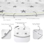 - RealHomes Dijital Baskılı Kaymaz Tabanlı Comfort Çocuk Odası Yuvarlak Halı - Realhomes  Gri Çizgili Yıldızlı Sevimli Kediler Çocuk & Genç Odası Makinede Yıkanabilir Kaymaz Tabanlı Yuvarlak Çocuk Halısı Realhomes