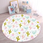 - RealHomes Dijital Baskılı Kaymaz Tabanlı Comfort Çocuk Odası Yuvarlak Halı - Realhomes  Renkli Kaktüs Motifli Çocuk & Genç Odası Makinede Yıkanabilir Kaymaz Tabanlı Yuvarlak Çocuk Halısı Realhomes