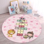 - RealHomes Dijital Baskılı Kaymaz Tabanlı Comfort Çocuk Odası Yuvarlak Halı - Realhomes  Pembe Temalı Sevimli Seksek Tasarımlı Çocuk & Genç Odası Makinede Yıkanabilir Kaymaz Tabanlı Yuvarlak Çocuk Oyun Halısı Realhomes