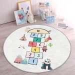 - RealHomes Dijital Baskılı Kaymaz Tabanlı Comfort Çocuk Odası Yuvarlak Halı - Realhomes  Etiğici Seksek Oyunu Tasarımlı Çocuk & Genç Odası Makinede Yıkanabilir Kaymaz Tabanlı Yuvarlak Çocuk Oyun Halısı Realhomes