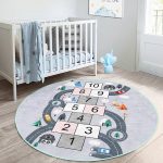 - RealHomes Dijital Baskılı Kaymaz Tabanlı Comfort Çocuk Odası Yuvarlak Halı - Realhomes  Seksek Tasarımlı Eğitici Trafik Yolları Çocuk & Genç Odası Makinede Yıkanabilir Kaymaz Tabanlı Yuvarlak Çocuk Oyun Halısı Realhomes