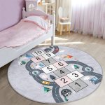 - RealHomes Dijital Baskılı Kaymaz Tabanlı Comfort Çocuk Odası Yuvarlak Halı - Realhomes  Seksek Tasarımlı Eğitici Trafik Yolları Çocuk & Genç Odası Makinede Yıkanabilir Kaymaz Tabanlı Yuvarlak Çocuk Oyun Halısı Realhomes