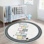 - RealHomes Dijital Baskılı Kaymaz Tabanlı Comfort Çocuk Odası Yuvarlak Halı - Realhomes  Bisikletli Kız Seksek Oyun Tasarımlı Çocuk & Genç Odası Makinede Yıkanabilir Kaymaz Tabanlı Yuvarlak Çocuk Oyun Halısı Realhomes