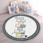 - RealHomes Dijital Baskılı Kaymaz Tabanlı Comfort Çocuk Odası Yuvarlak Halı - Realhomes  Bisikletli Kız Seksek Oyun Tasarımlı Çocuk & Genç Odası Makinede Yıkanabilir Kaymaz Tabanlı Yuvarlak Çocuk Oyun Halısı Realhomes