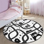 - RealHomes Dijital Baskılı Kaymaz Tabanlı Comfort Çocuk Odası Yuvarlak Halı - Realhomes Siyah Beyaz Araba Oyun Yolu Tasarımlı Çocuk & Genç Odası Makinede Yıkanabilir Kaymaz Tabanlı Yuvarlak Çocuk Oyun Halısı Realhomes