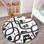 - RealHomes Dijital Baskılı Kaymaz Tabanlı Comfort Çocuk Odası Yuvarlak Halı - Realhomes  Siyah Beyaz Araba Oyun Yolu Tasarımlı Çocuk & Genç Odası Makinede Yıkanabilir Kaymaz Tabanlı Yuvarlak Çocuk Oyun Halısı Realhomes