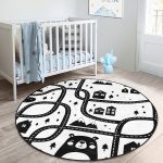 - RealHomes Dijital Baskılı Kaymaz Tabanlı Comfort Çocuk Odası Yuvarlak Halı - Realhomes  Siyah Beyaz Araba Oyun Yolu Tasarımlı Çocuk & Genç Odası Makinede Yıkanabilir Kaymaz Tabanlı Yuvarlak Çocuk Oyun Halısı Realhomes