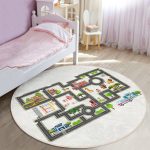 - RealHomes Dijital Baskılı Kaymaz Tabanlı Comfort Çocuk Odası Yuvarlak Halı - Realhomes  Öğretici Trafik Yolu Oyun Tasarımlı Çocuk & Genç Odası Makinede Yıkanabilir Kaymaz Tabanlı Yuvarlak Çocuk Oyun Halısı Realhomes