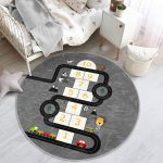 - RealHomes Dijital Baskılı Kaymaz Tabanlı Comfort Çocuk Odası Yuvarlak Halı - Realhomes  Araba Yollu Eğitici Seksek Tasarımlı Çocuk & Genç Odası Makinede Yıkanabilir Kaymaz Tabanlı Yuvarlak Çocuk Oyun Halısı Realhomes