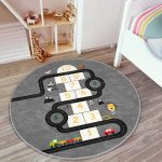 - RealHomes Dijital Baskılı Kaymaz Tabanlı Comfort Çocuk Odası Yuvarlak Halı - Realhomes  Araba Yollu Eğitici Seksek Tasarımlı Çocuk & Genç Odası Makinede Yıkanabilir Kaymaz Tabanlı Yuvarlak Çocuk Oyun Halısı Realhomes