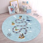 - RealHomes Dijital Baskılı Kaymaz Tabanlı Comfort Çocuk Odası Yuvarlak Halı - Realhomes Kaptan Korsan Denizde Oyun Tasarımlı Çocuk & Genç Odası Makinede Yıkanabilir Kaymaz Tabanlı Yuvarlak Çocuk Oyun Halısı Realhomes