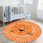 - RealHomes Dijital Baskılı Kaymaz Tabanlı Comfort Çocuk Odası Yuvarlak Halı - Realhomes  Turuncu Aslan Tasarımlı Çocuk & Genç Odası Makinede Yıkanabilir Kaymaz Tabanlı Yuvarlak Çocuk Halısı Realhomes