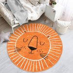 - RealHomes Dijital Baskılı Kaymaz Tabanlı Comfort Çocuk Odası Yuvarlak Halı - Realhomes  Turuncu Aslan Tasarımlı Çocuk & Genç Odası Makinede Yıkanabilir Kaymaz Tabanlı Yuvarlak Çocuk Halısı Realhomes