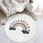 - RealHomes Dijital Baskılı Kaymaz Tabanlı Comfort Çocuk Odası Yuvarlak Halı - Realhomes  Krem Renkli Gökkuşağı Motifli Çocuk & Genç Odası Makinede Yıkanabilir Kaymaz Tabanlı Yuvarlak Çocuk Halısı Realhomes