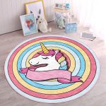 - RealHomes Dijital Baskılı Kaymaz Tabanlı Comfort Çocuk Odası Yuvarlak Halı - Realhomes Renkli Daireler Unicorn Tasarımlı Çocuk & Genç Odası Makinede Yıkanabilir Kaymaz Tabanlı Yuvarlak Çocuk Halısı Realhomes