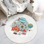 - RealHomes Dijital Baskılı Kaymaz Tabanlı Comfort Çocuk Odası Yuvarlak Halı - Realhomes  Sirk Tasarımlı Çocuk & Genç Odası Makinede Yıkanabilir Kaymaz Tabanlı Yuvarlak Çocuk Halısı Realhomes