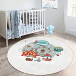 - RealHomes Dijital Baskılı Kaymaz Tabanlı Comfort Çocuk Odası Yuvarlak Halı - Realhomes  Sirk Tasarımlı Çocuk & Genç Odası Makinede Yıkanabilir Kaymaz Tabanlı Yuvarlak Çocuk Halısı Realhomes