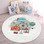 - RealHomes Dijital Baskılı Kaymaz Tabanlı Comfort Çocuk Odası Yuvarlak Halı - Realhomes  Sirk Tasarımlı Çocuk & Genç Odası Makinede Yıkanabilir Kaymaz Tabanlı Yuvarlak Çocuk Halısı Realhomes