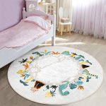 - RealHomes Dijital Baskılı Kaymaz Tabanlı Comfort Çocuk Odası Yuvarlak Halı - Realhomes  Tropik Ağaçlar Ve Hayvanlar Motifli Çocuk & Genç Odası Makinede Yıkanabilir Kaymaz Tabanlı Yuvarlak Çocuk Halısı Realhomes
