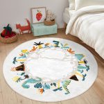 - RealHomes Dijital Baskılı Kaymaz Tabanlı Comfort Çocuk Odası Yuvarlak Halı - Realhomes  Tropik Ağaçlar Ve Hayvanlar Motifli Çocuk & Genç Odası Makinede Yıkanabilir Kaymaz Tabanlı Yuvarlak Çocuk Halısı Realhomes