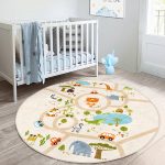 - RealHomes Dijital Baskılı Kaymaz Tabanlı Comfort Çocuk Odası Yuvarlak Halı - Realhomes  Eğitici Oyun Yolları Hayvanat Bahçesi Tasarımlı Çocuk & Genç Odası Makinede Yıkanabilir Kaymaz Tabanlı Yuvarlak Çocuk Oyun Halısı Realhomes