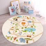 - RealHomes Dijital Baskılı Kaymaz Tabanlı Comfort Çocuk Odası Yuvarlak Halı - Realhomes  Eğitici Oyun Yolları Hayvanat Bahçesi Tasarımlı Çocuk & Genç Odası Makinede Yıkanabilir Kaymaz Tabanlı Yuvarlak Çocuk Oyun Halısı Realhomes