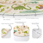 Dinozor Desenli Oyun Yolları Tasarımlı Çocuk & Genç Odası Makinede Yıkanabilir Kaymaz Tabanlı Yuvarlak Çocuk Oyun Halısı Realhomes