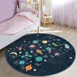 - RealHomes Dijital Baskılı Kaymaz Tabanlı Comfort Çocuk Odası Yuvarlak Halı - Realhomes  Uzay Temalı Öğretici Harf Tasarımlı Çocuk & Genç Odası Makinede Yıkanabilir Kaymaz Tabanlı Yuvarlak Çocuk Oyun Halısı Realhomes