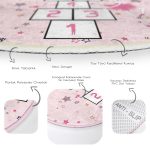 - RealHomes Dijital Baskılı Kaymaz Tabanlı Comfort Çocuk Odası Yuvarlak Halı - Realhomes  Aydaki Kız Baleci Kız Pembe Seksek Oyun Tasarımlı Çocuk & Genç Odası Makinede Yıkanabilir Kaymaz Tabanlı Yuvarlak Çocuk Oyun Halısı Realhomes