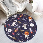- RealHomes Dijital Baskılı Kaymaz Tabanlı Comfort Çocuk Odası Yuvarlak Halı - Realhomes  Uzay Boşluğu Eğlenceli Tasarımlı Çocuk & Genç Odası Makinede Yıkanabilir Kaymaz Tabanlı Yuvarlak Çocuk Oyun Halısı Realhomes