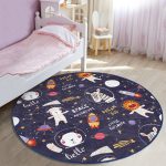 - RealHomes Dijital Baskılı Kaymaz Tabanlı Comfort Çocuk Odası Yuvarlak Halı - Realhomes  Uzay Boşluğu Eğlenceli Tasarımlı Çocuk & Genç Odası Makinede Yıkanabilir Kaymaz Tabanlı Yuvarlak Çocuk Oyun Halısı Realhomes