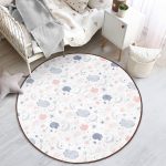 - RealHomes Dijital Baskılı Kaymaz Tabanlı Comfort Çocuk Odası Yuvarlak Halı - Realhomes  Ay Ve Bulut Tasarımlı Çocuk & Genç Odası Makinede Yıkanabilir Kaymaz Tabanlı Yuvarlak Çocuk Halısı Realhomes