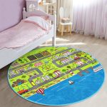 - RealHomes Dijital Baskılı Kaymaz Tabanlı Comfort Çocuk Odası Yuvarlak Halı - Realhomes Mahalle Yolları Öğretici Oyun Tasarımlı Çocuk & Genç Odası Makinede Yıkanabilir Kaymaz Tabanlı Yuvarlak Çocuk Oyun Halısı Realhomes