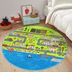 - RealHomes Dijital Baskılı Kaymaz Tabanlı Comfort Çocuk Odası Yuvarlak Halı - Realhomes Mahalle Yolları Öğretici Oyun Tasarımlı Çocuk & Genç Odası Makinede Yıkanabilir Kaymaz Tabanlı Yuvarlak Çocuk Oyun Halısı Realhomes