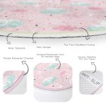 - RealHomes Dijital Baskılı Kaymaz Tabanlı Comfort Çocuk Odası Yuvarlak Halı - Realhomes  Pembe Zeminde Bulut Üstünde Tavşan Motifli Çocuk & Genç Odası Makinede Yıkanabilir Kaymaz Tabanlı Yuvarlak Çocuk Halısı Realhomes