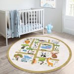 - RealHomes Dijital Baskılı Kaymaz Tabanlı Comfort Çocuk Odası Yuvarlak Halı - Realhomes  Hayvanat Bahçesi Eğitici Yol Tasarımlı Çocuk & Genç Odası Makinede Yıkanabilir Kaymaz Tabanlı Yuvarlak Çocuk Oyun Halısı Realhomes