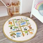 - RealHomes Dijital Baskılı Kaymaz Tabanlı Comfort Çocuk Odası Yuvarlak Halı - Realhomes  Hayvanat Bahçesi Eğitici Yol Tasarımlı Çocuk & Genç Odası Makinede Yıkanabilir Kaymaz Tabanlı Yuvarlak Çocuk Oyun Halısı Realhomes