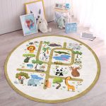 - RealHomes Dijital Baskılı Kaymaz Tabanlı Comfort Çocuk Odası Yuvarlak Halı - Realhomes  Hayvanat Bahçesi Eğitici Yol Tasarımlı Çocuk & Genç Odası Makinede Yıkanabilir Kaymaz Tabanlı Yuvarlak Çocuk Oyun Halısı Realhomes